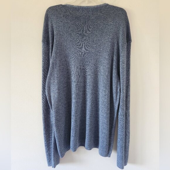 JOHN VARVATOS | Crewneck Sweater Cotton Wool Blend Navy Blue Ribbed Mens Sz XXL - Picture 2 of 8